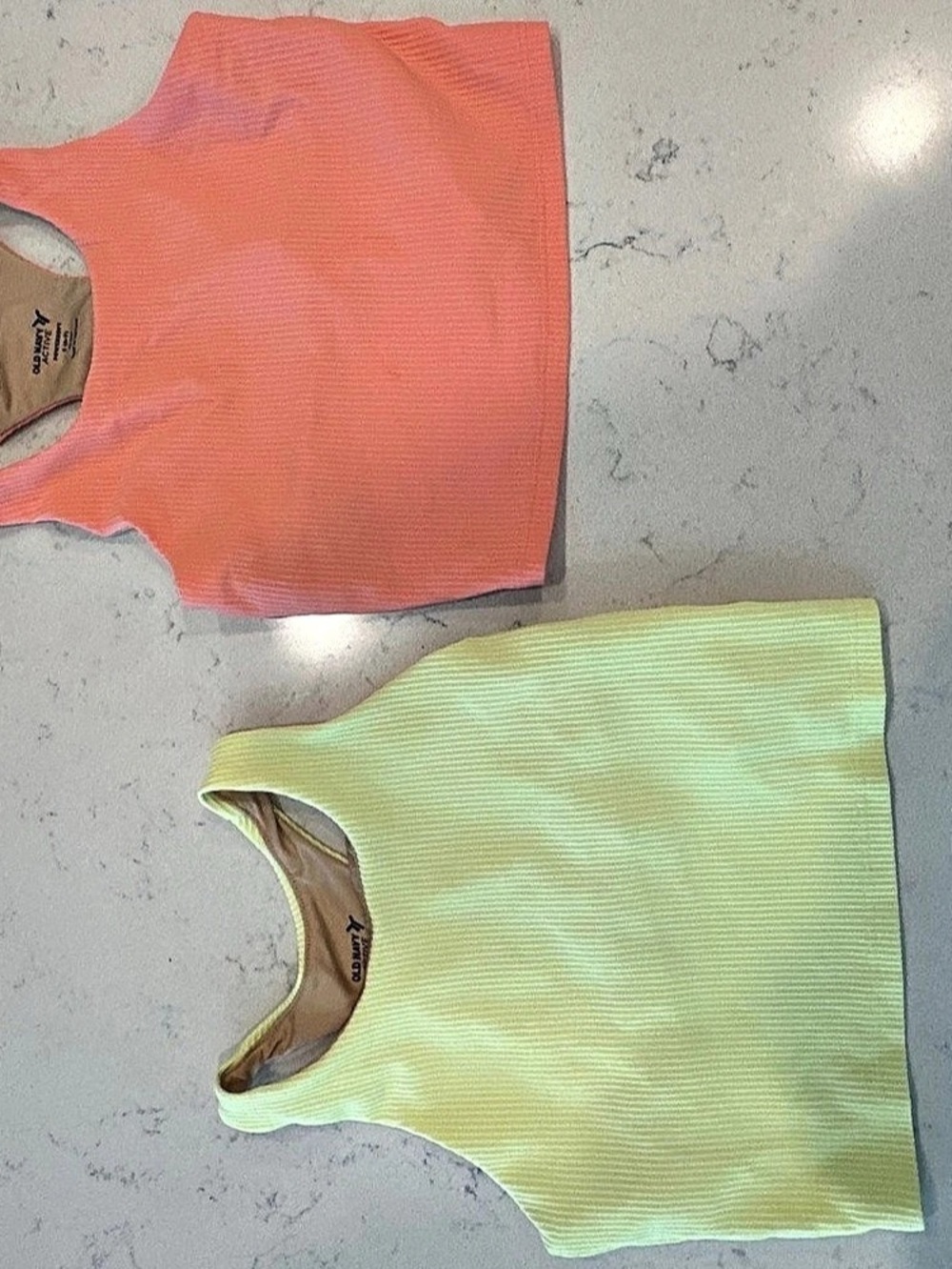 Old Navy Active Powersoft Color Block Tank Tops Pink & Yellow Size Small Like